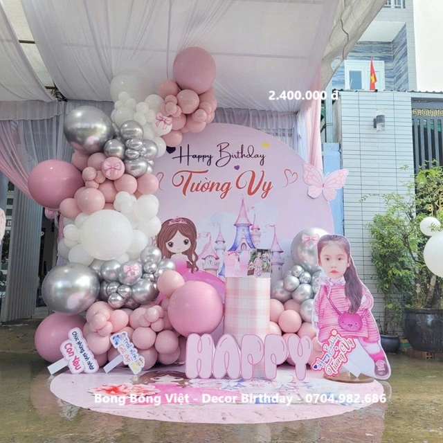 Trang trí sinh nhật tông hồng