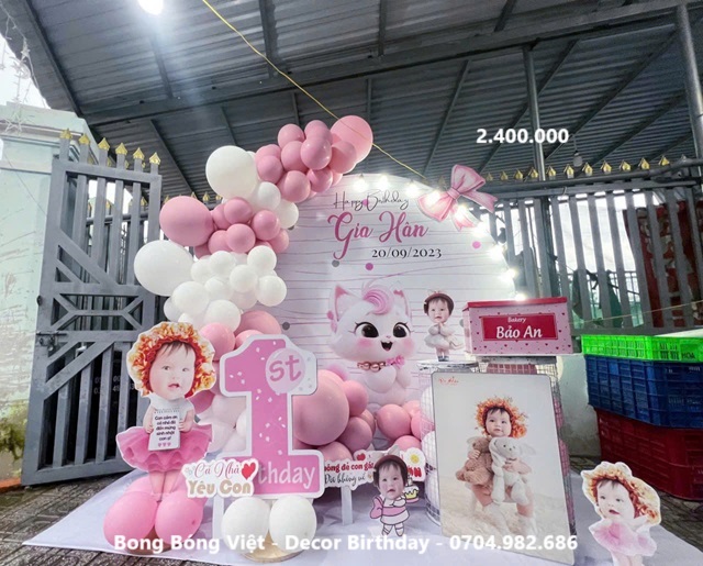 Trang trí sinh nhật tông hồng chủ đạo