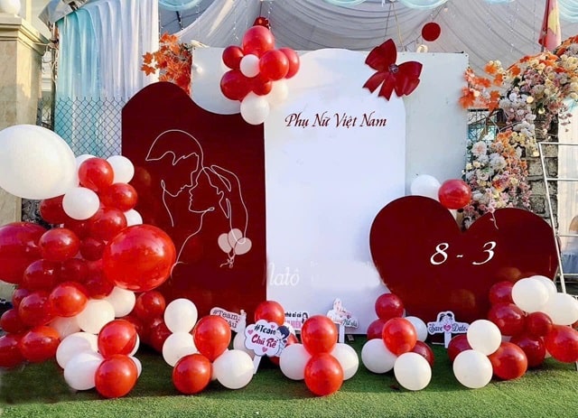 DỊCH VỤ TRANG TRÍ BACKDROP 8.3 NGÀY QUỐC TẾ PHỤ NỮ TẠI TP.HCM 27 trang tri an tuong cung trai tim do min