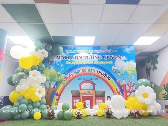 TRANG TRÍ LỄ KHAI GIẢNG– KHỞI ĐẦU RỰC RỠ CÙNG DỊCH VỤ TRANG TRÍ BONG BÓNG CHUYÊN NGHIỆP 34 Backdrop Khai Giảng Tại Trường Mầm Non Min