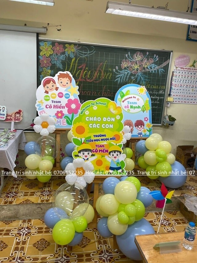 TRANG TRÍ CỔNG BONG BÓNG KHAI GIẢNG ĐẸP HCM 33 Thi Công Bảng Chào Khai Giảng Min