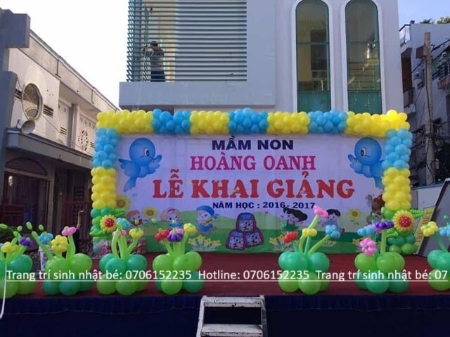 TRANG TRÍ CỔNG BONG BÓNG KHAI GIẢNG ĐẸP HCM 41 Trang Trí Background Khai Giảng Min