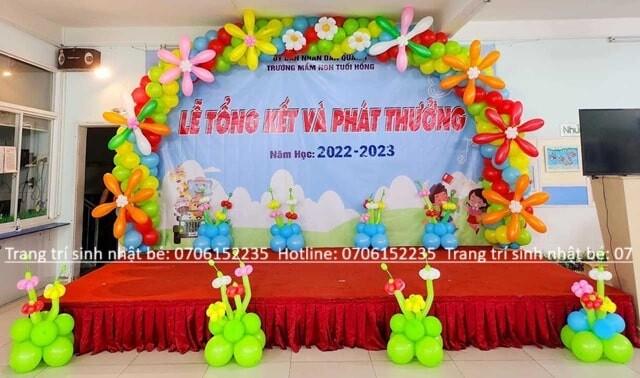 TRANG TRÍ CỔNG BONG BÓNG KHAI GIẢNG ĐẸP HCM 45 Trang Trí Bong Bóng Trên Sân Khấu Khai Giảng Min
