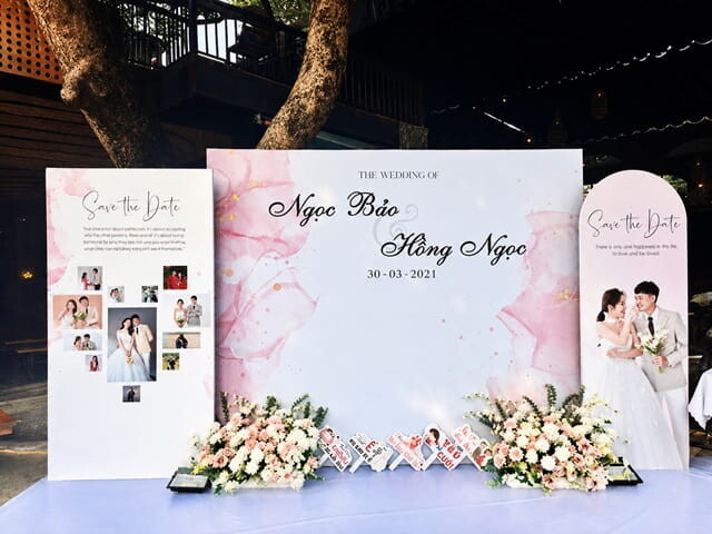 DỊCH VỤ TRANG TRÍ TIỆC BÁO HỶ TP.HCM ĐẸP – SANG TRỌNG – TRỌN GÓI TỪ A-Z 31 Trang Trí Backdrop Lễ Báo Hỷ