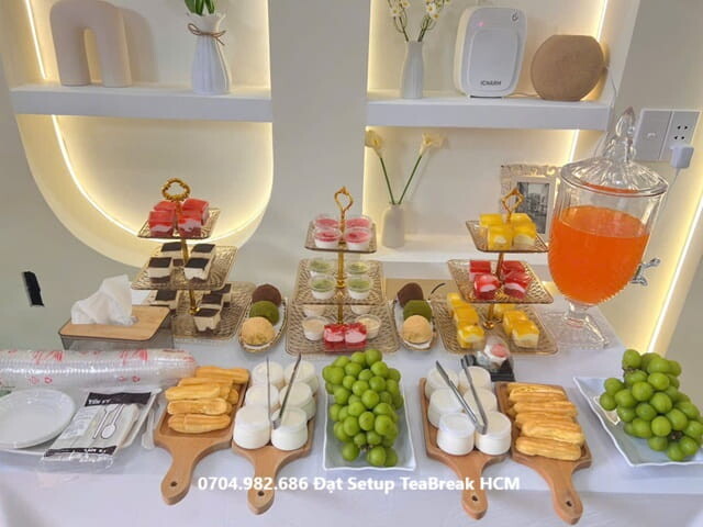 Setup Tiệc Teabreak HCM Trọn Gói - Trang trí tiệc Teabreak Văn phòng, Công ty 25 teabreak trọn gói